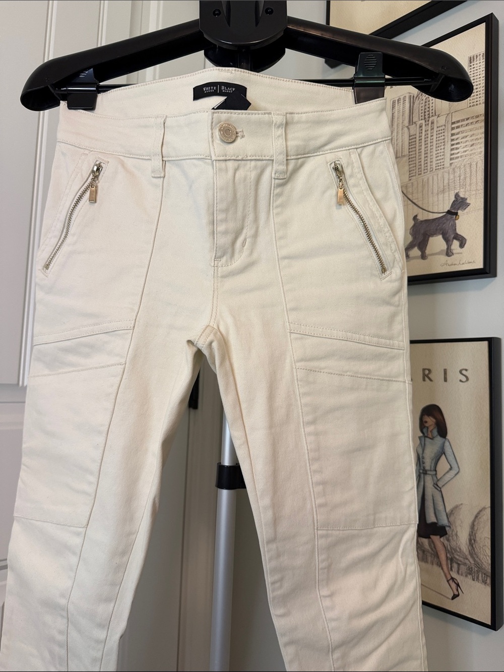 White House Black Market Off-White Zip Pocket Ankle Pants - Picture 3 of 9